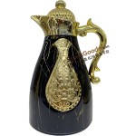 0.7/1.0L Marble‑Black Gold‑Trimmed Embossed Middle‑Eastern Thermal Jug