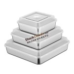 Stainless Steel Storage Box with PP Lid, Multiple Sizes