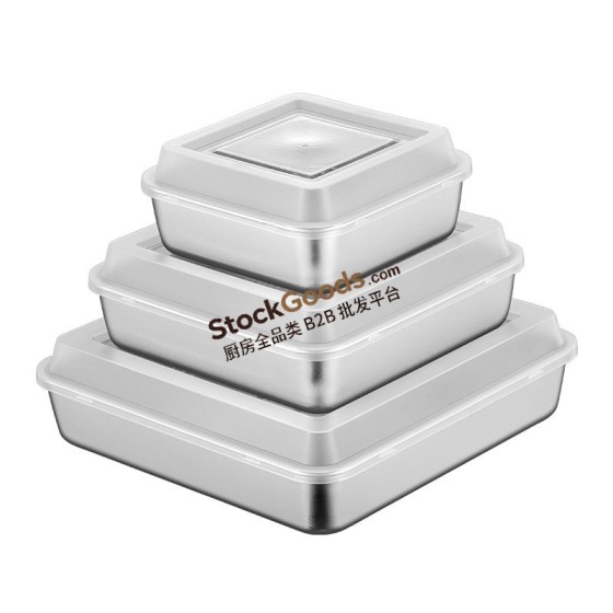 Stainless Steel Storage Box with PP Lid, Multiple Sizes