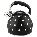 3.0L Polka Dot Stainless Steel Whistling Kettle, Black with White Dots