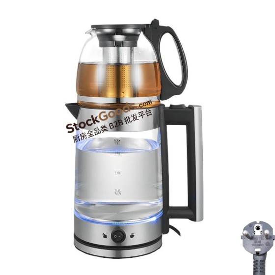 AC220-240V 1500-1800W 1.2L+1.8L Borosilicate Glass Electric Tea Maker