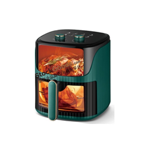 6.0L Mechanical Knob Air Fryer with Upper & Bottom Double Viewing Windows, 220V 1200W | Dark Green