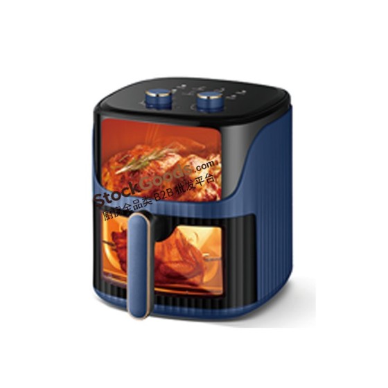 6.0L Mechanical Knob Air Fryer with Upper & Bottom Double Viewing Windows, 220V 1200W | Navy Blue