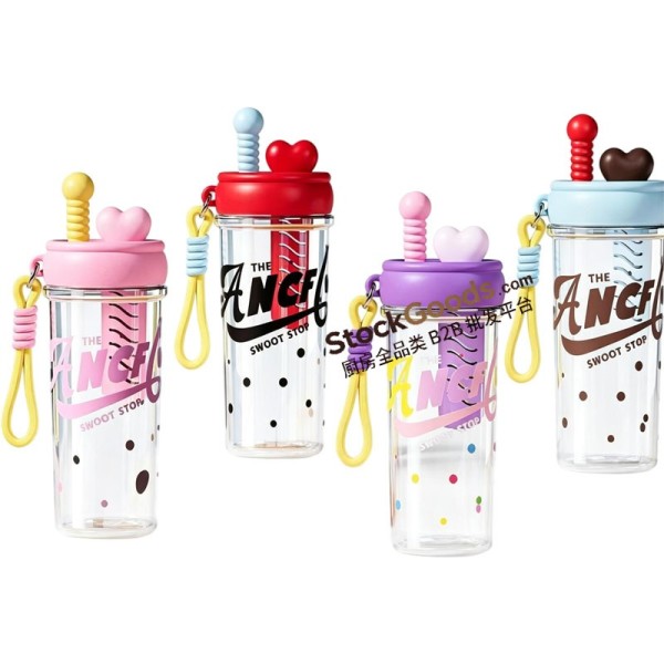 880ml Cartoon Animal Infuser Straw Water Bottle Portable Plastic Cup