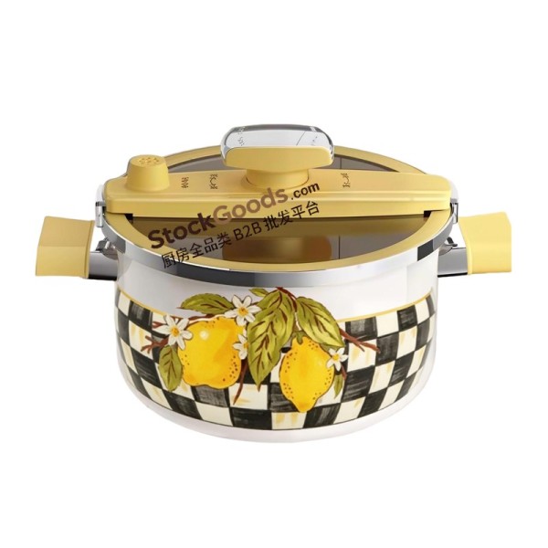 GüzelEmaye High Grade Straight Shape 27cm/6.2L Enamel Micro Pressure Cooking Pot With Lemon Decals For Wholesale