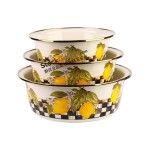 24cm/28cm/32cm High Quality Lemon Decals Enamel Basin With Golden Rim and Bottom Logo