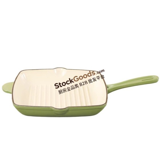 26CM Cast Iron Enamel Griddle Roasting Grill Pan Outdoor BBQ Skillet Griddle Pan Barbecue Griddles & Grill Pans, 3 Colors Available
