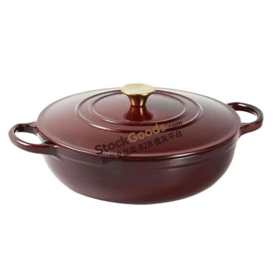 30CM Cast Iron Enameled Casserole Pot Non-Stick Metal Cookware For Stew Pot and Enamel Casserole Pot, 4.2L Black Interior, 3 Colors Available