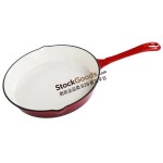 25CM Hot Sale Cast Iron Enamel Flat Frying Pan Long Handle Grill Pan Skillet Thickened Enamel Cast Iron Cookwares Set, Net Weight 1.1KG, 2 Colors Available