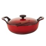 22cm Cast Iron Pot, 1.8L Black Interior Enamel Dutch Oven with Two Handles & Lid, 4 Colors Available