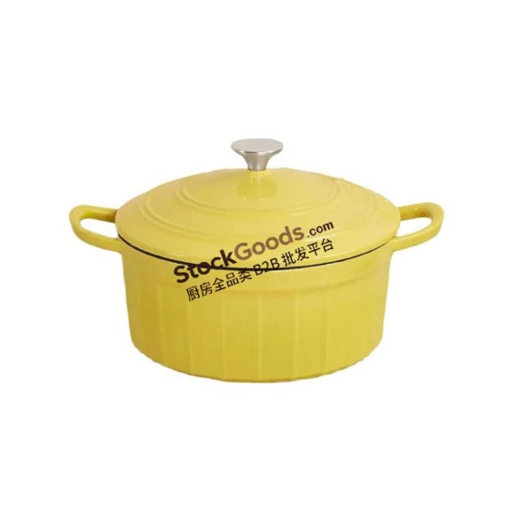 19CM Enameled Cast Iron Roman Column Dutch Oven, 0.9L, Net Weight 2.8KG, 3 Colors Available