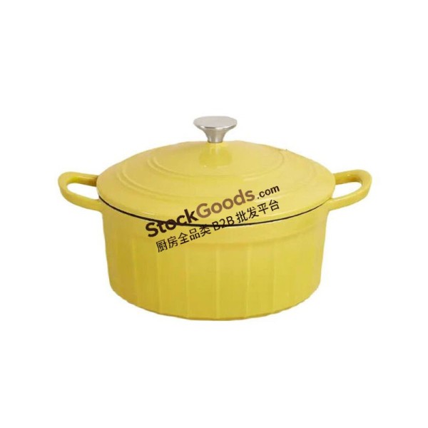 19CM Enameled Cast Iron Roman Column Dutch Oven, 0.9L, Net Weight 2.8KG, 3 Colors Available