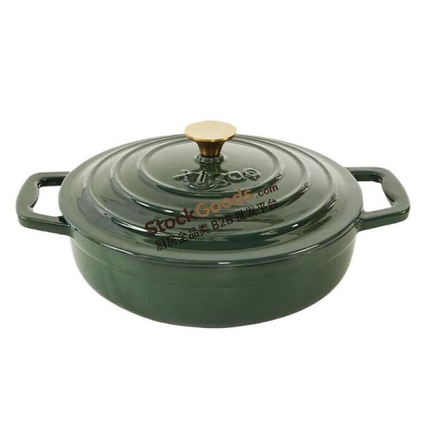 Glossy Enameled Cast Iron Dutch Oven Fry Pan, 22CM Round Covered Dutch Pot With Lid, Stainless Steel Knob And Loop Handles, 1.8L, Net Weight 3.1KG, 3 Colors Available