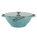 26×19cm Oval Cast Iron Pot, 2.3L Enamel Dutch Oven with Two Handles & Lid, 3 Colors Available