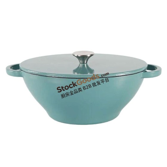 26×19cm Oval Cast Iron Pot, 2.3L Enamel Dutch Oven with Two Handles & Lid, 3 Colors Available