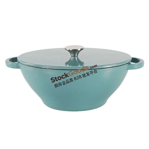 26×19cm Oval Cast Iron Pot, 2.3L Enamel Dutch Oven with Two Handles & Lid, 3 Colors Available