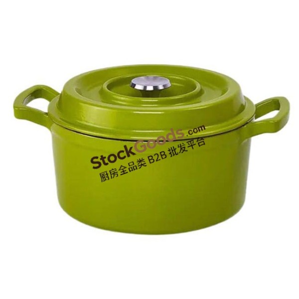 18cm Cast Iron Enameled Casserole Pot, 1.8L Non-Stick Cookware with Lid & Two Handles, 2 Colors Available