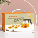 5‑Pcs Glass Kungfu Tea Set,1000ml Teapot with 4Pcs 100ml Tea Cups,Stainless Steel Infuser,Gift Box