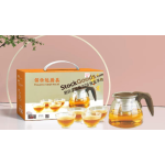 5‑Pcs Glass Kungfu Tea Set,1000ml Teapot with 4Pcs 100ml Tea Cups,Stainless Steel Infuser,Gift Box