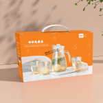 5‑Pcs Amber Hammered Glass Water Set,1200ml Pitcher with 4Pcs 220ml Amber Glass Cups,Home Juice Pitcher Color Box Set
