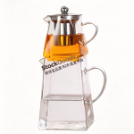 0.35L+0.95L Double Layer Square Borosilicate Glass Teapot Set with Stainless Steel Infuser