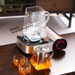 0.35L+0.95L Double Layer Square Borosilicate Glass Teapot Set with Stainless Steel Infuser