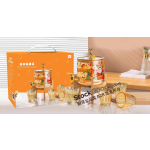 Christmas Elk Printed Glass Beverage Dispenser Set,2.6L Juice Jar With Tap & Wooden Stand + 4Pcs 200ml Amber‑rim Glass Cups Gift Box