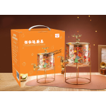 2.6L Christmas Pattern Glass Drink Dispenser with Glass Lid & Stainless Steel Stand